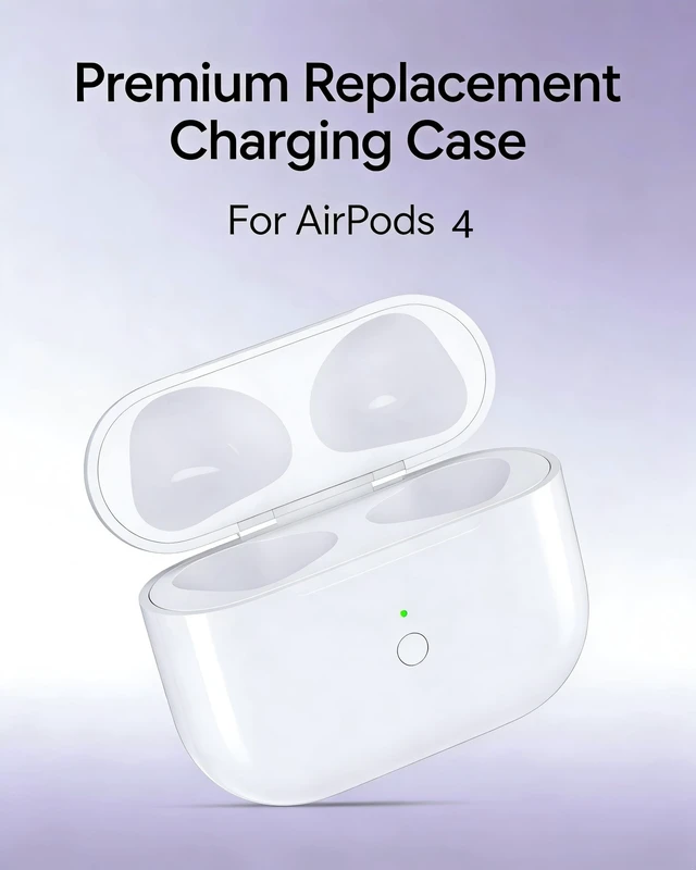 Alt view image 2 of 5 - Wireless Charging Case Replacement Compatible with AirPods 4rd Generation, 600mAh Wireless Charging Case with Sync Button, 20-Min Fast Charging, USB-C & Wireless Charger