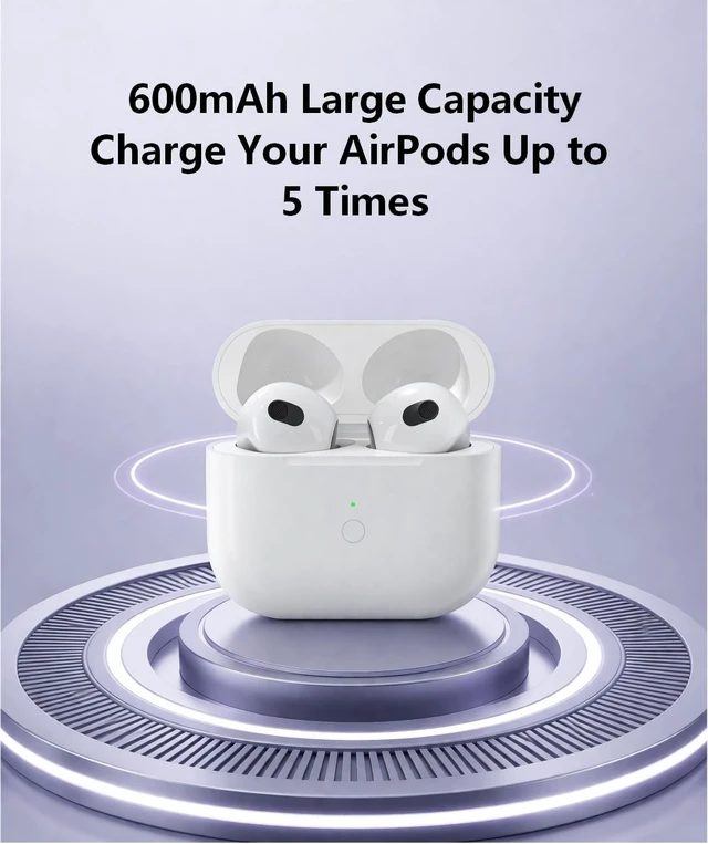 Alt view image 5 of 5 - Wireless Charging Case Replacement Compatible with AirPods 4rd Generation, 600mAh Wireless Charging Case with Sync Button, 20-Min Fast Charging, USB-C & Wireless Charger