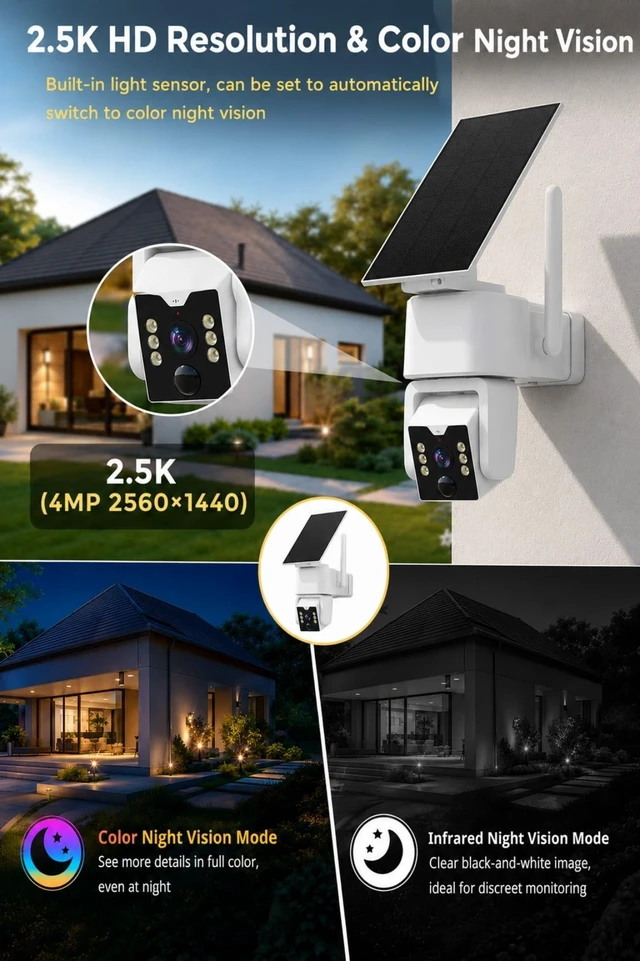 Alt view image 5 of 5 - Security Cameras Wireless Outdoor 5G WiFi, Solar Outdoor Camera Wireless
