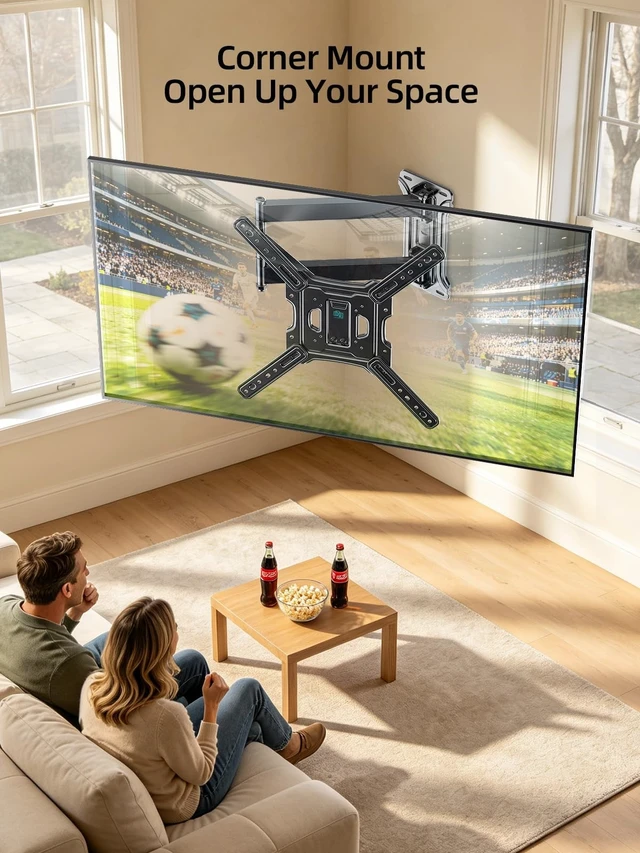 Alt view image 2 of 5 - HCMOUNTING Corner TV Wall Mount Long Arm for 2670 Inch TVs up to 132 lbs
