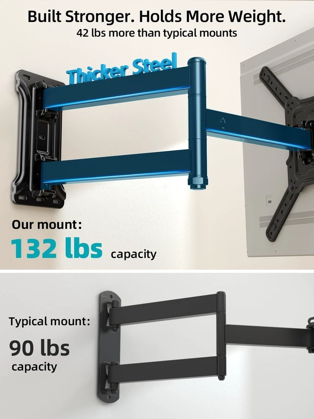 Alt view image 5 of 5 - HCMOUNTING Corner TV Wall Mount Long Arm for 2670 Inch TVs up to 132 lbs