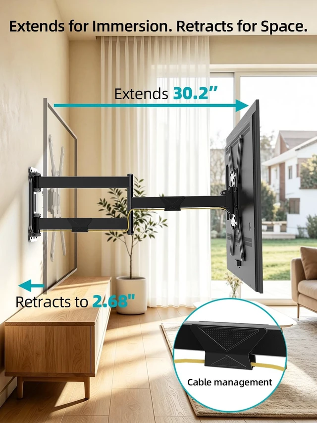 Alt view image 4 of 5 - HCMOUNTING Corner TV Wall Mount Long Arm for 2670 Inch TVs up to 132 lbs