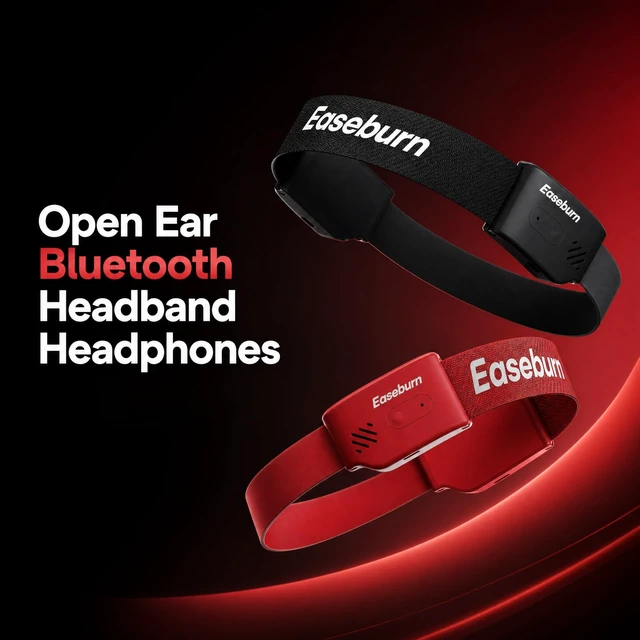 Alt view image 2 of 5 - EaseBurn Open Ear Bluetooth Headband Headphones, Air Conduction Wireless Sport Headphones, Sweatproof Breathable Washable Running Headphones for Workout Outdoor Sports (Red)