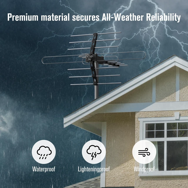 Alt view image 5 of 5 - Mornixol Outdoor TV Antenna, 70-Mile Range Digital TV Antenna, Easy No-Tools Installation, Weather-Resistant, Mountable Antenna for 4K, 1080P, HD Local Channels, Supports Smart TVs