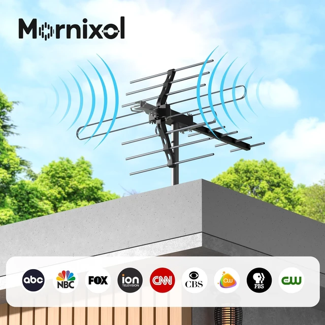 Alt view image 3 of 5 - Mornixol Outdoor TV Antenna, 70-Mile Range Digital TV Antenna, Easy No-Tools Installation, Weather-Resistant, Mountable Antenna for 4K, 1080P, HD Local Channels, Supports Smart TVs