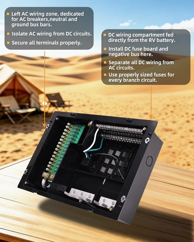 Alt view image 3 of 5 - KNFRXO WF-8930/50NPB RV Power Distribution Center ^^ 30 or 50 Amp Camper AC Panel, 120/240V Input, 12 AC & 15 DC Circuits for RV Generators and Onboard Components