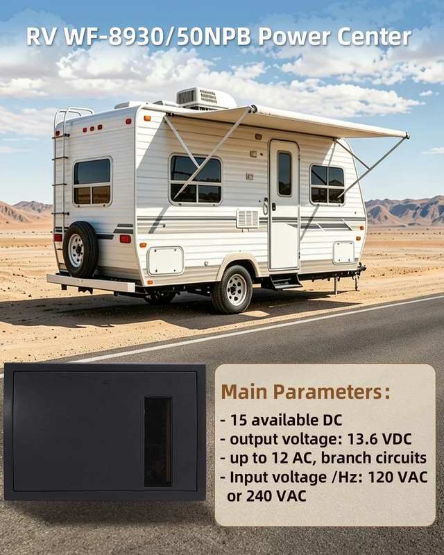 Alt view image 4 of 5 - KNFRXO WF-8930/50NPB RV Power Distribution Center ^^ 30 or 50 Amp Camper AC Panel, 120/240V Input, 12 AC & 15 DC Circuits for RV Generators and Onboard Components