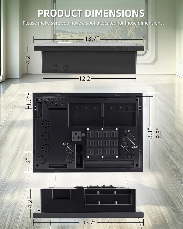 Alt view image 5 of 5 - KNFRXO WF-8930/50NPB RV Power Distribution Center ^^ 30 or 50 Amp Camper AC Panel, 120/240V Input, 12 AC & 15 DC Circuits for RV Generators and Onboard Components
