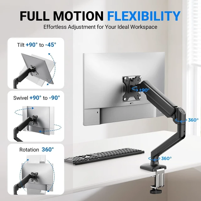 Alt view image 3 of 5 - GRIFEMA Gas Spring Monitor Mount for 13-32", Single Monitor Arm