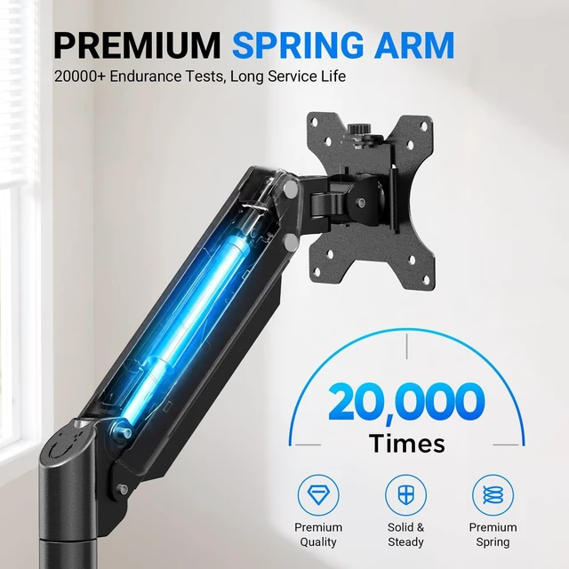 Alt view image 5 of 5 - GRIFEMA Gas Spring Monitor Mount for 13-32", Single Monitor Arm