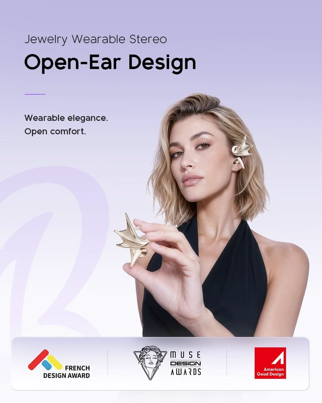 Alt view image 2 of 5 - REAL YOUNG H700 Elegant Jewelry-Inspired Open-Ear Earbuds for Women