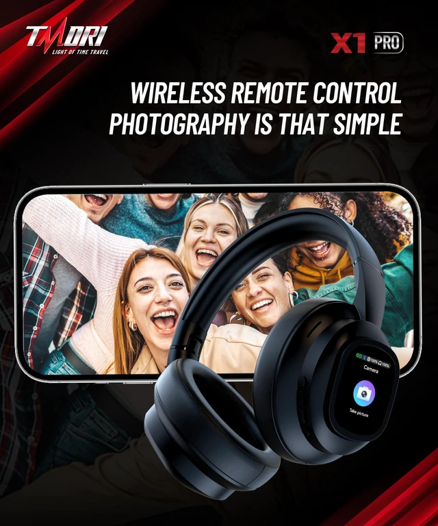 Alt view image 4 of 5 - TMORI AI Smart Headphones with Detachable Screen - 115-Language Real-Time Translation, Hybrid ANC, Bluetooth 6.0, Built-in Flashlight & Photo Control for Travel, Business & Daily Use