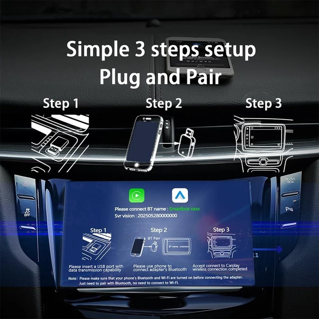 Alt view image 5 of 5 - 2-in-1 Wireless CarPlay Adapter, 2026 New, Wired to Wireless CarPlay & Android Auto Dongle, Mini Compact USB-A/Type-C Design, Plug and Play