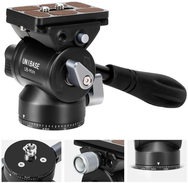 Main image of Unibase Video Fluid Head for Camera Tripod, Pan Tilt Video Head with Arca Swiss Quick Release Plate, Panoramic Head for Compact DSLR Camera Mirrorless Camera, 11lbs/ 5kg Max Payload