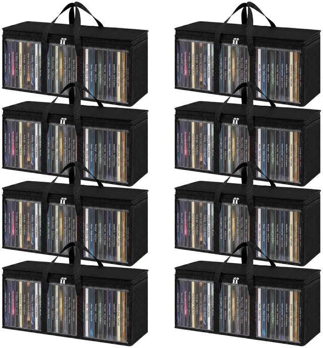 Main image of Afcabakila 8 Pack DVD Storage Bags, Stackable Holder Case for CDs Cases Water Resistant CD DVD Holder with Zipper & Handles for Blu-ray Video Games Albums Storage Holds DVDs