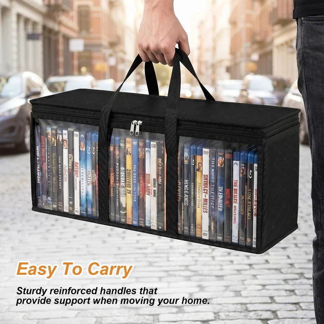 Alt view image 4 of 5 - Afcabakila 8 Pack DVD Storage Bags, Stackable Holder Case for CDs Cases Water Resistant CD DVD Holder with Zipper & Handles for Blu-ray Video Games Albums Storage Holds DVDs