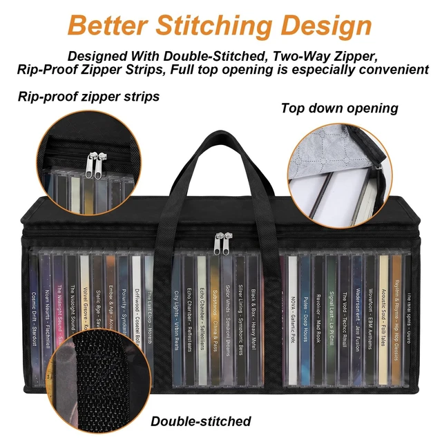 Alt view image 3 of 5 - Afcabakila 8 Pack DVD Storage Bags, Stackable Holder Case for CDs Cases Water Resistant CD DVD Holder with Zipper & Handles for Blu-ray Video Games Albums Storage Holds DVDs