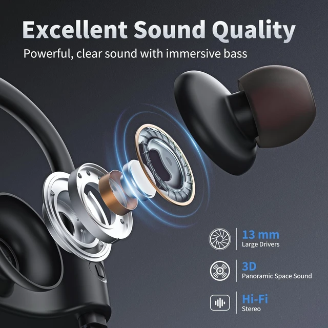 Alt view image 4 of 5 - JOYWISE Bluetooth Headphones Wireless Earbuds 16H Playtime Wireless Headphones IPX7 Waterproof Bluetooth 5.3 Running Ear Buds with Mic Stereo in Ear Earphones Sound Isolation for Workout
