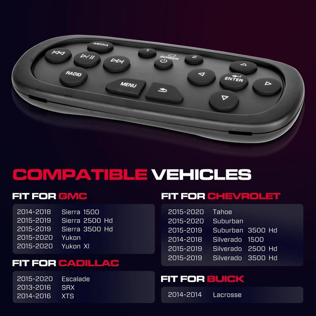 Alt view image 2 of 5 - DVD Remote Control 84012997 Fit for Chevy GMC Buick Cadillac 2013-2021