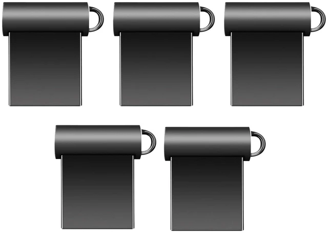 Main image of 5 Pack SUNKANGKIE 32GB Mini USB 2.0 Flash Drive Black Small Size Metal Thumb Drive with Keychain Loop A+ Grade Chip Stable Transfer (Black*5,32GB)
