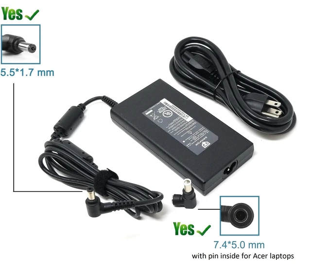 Alt view image 2 of 4 - AC Adapter for Acer Predator Helios 300 PH315-51-78NP PH317-51-787B PH315-53-72XD And Nitro 5 AN515-41 AN515-43 AN515-51 AN515-52 AN515-53 AN515-54 AN515-55 AN517-51 Gaming Laptop Power Supply Char