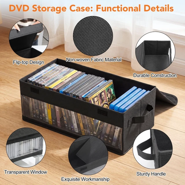 Alt view image 3 of 5 - Dntorx 4 Pack DVD Storage Box, 15.75" x 7.87" x 5.7" Foldable DVD Case