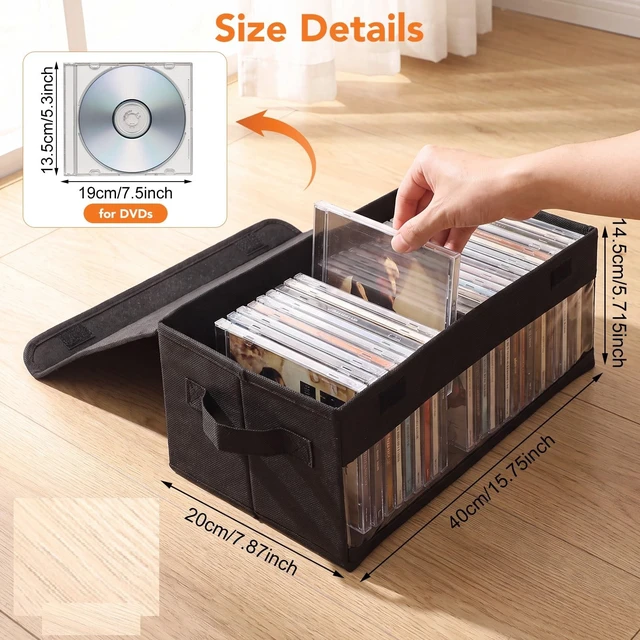 Alt view image 2 of 5 - Dntorx 4 Pack DVD Storage Box, 15.75" x 7.87" x 5.7" Foldable DVD Case
