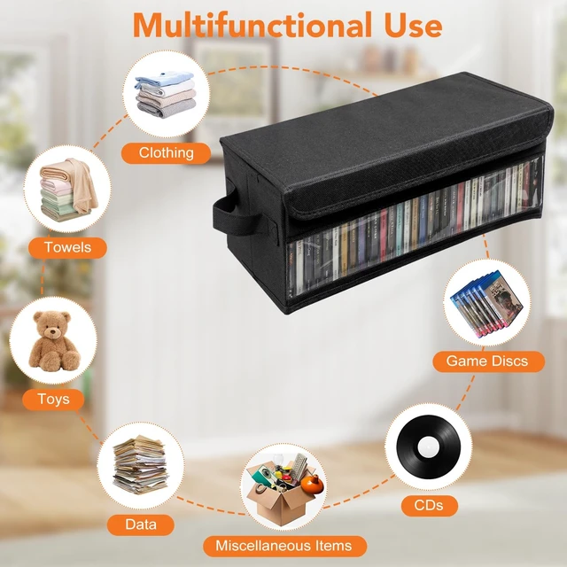 Alt view image 5 of 5 - Dntorx 4 Pack DVD Storage Box, 15.75" x 7.87" x 5.7" Foldable DVD Case