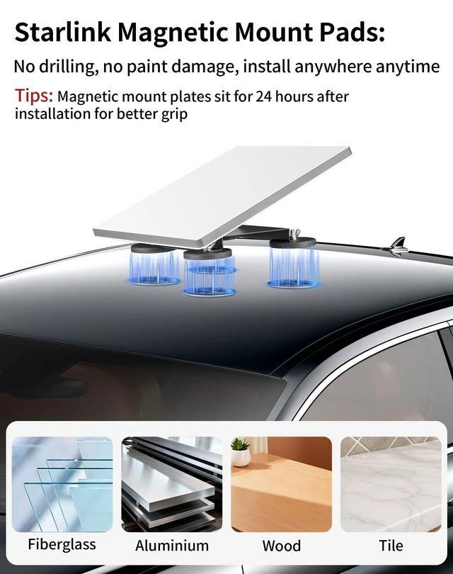 Alt view image 3 of 5 - 4PCS Adhesive Magnetic Mount Plates for Starlink Mini & Gen 3 for Car Roofs