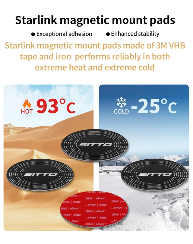 Alt view image 4 of 5 - 4PCS Adhesive Magnetic Mount Plates for Starlink Mini & Gen 3 for Car Roofs
