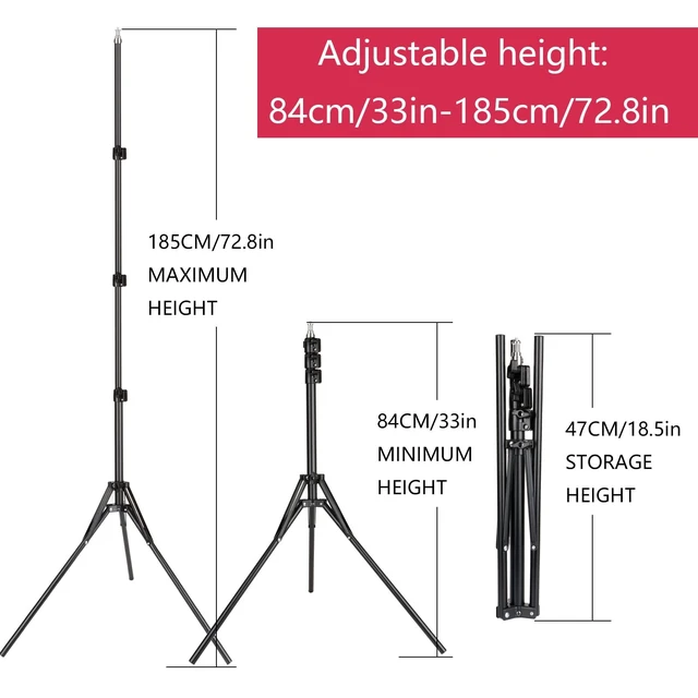 Alt view image 2 of 5 - EOTO LIGHT 72.8"/6 Feet/185CM LED Ring Light Tripod Stands for Photography, Relfectors, Softboxes, Lights, Backgrounds