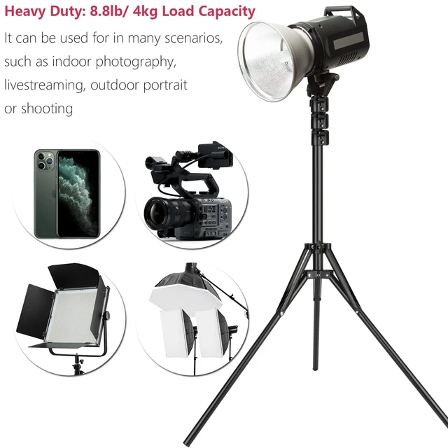 Alt view image 3 of 5 - EOTO LIGHT 72.8"/6 Feet/185CM LED Ring Light Tripod Stands for Photography, Relfectors, Softboxes, Lights, Backgrounds