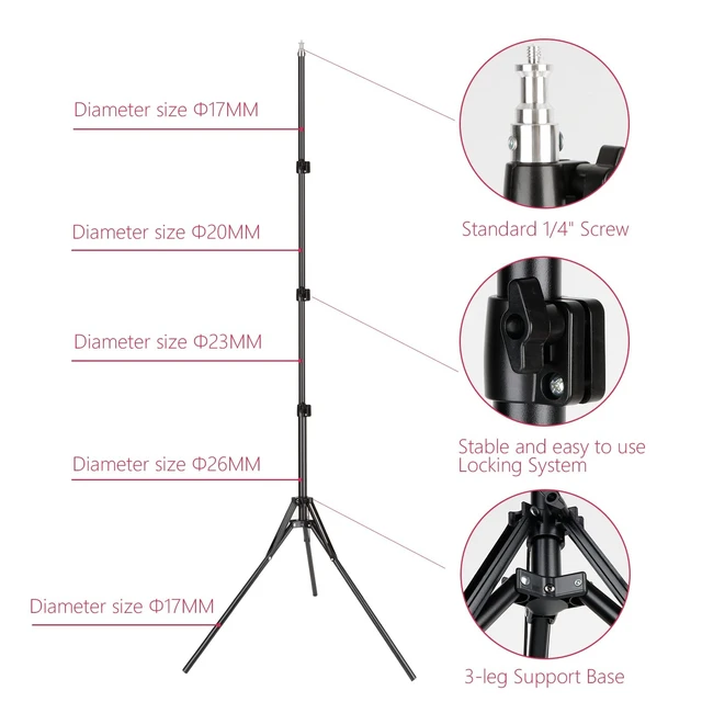Alt view image 4 of 5 - EOTO LIGHT 72.8"/6 Feet/185CM LED Ring Light Tripod Stands for Photography, Relfectors, Softboxes, Lights, Backgrounds