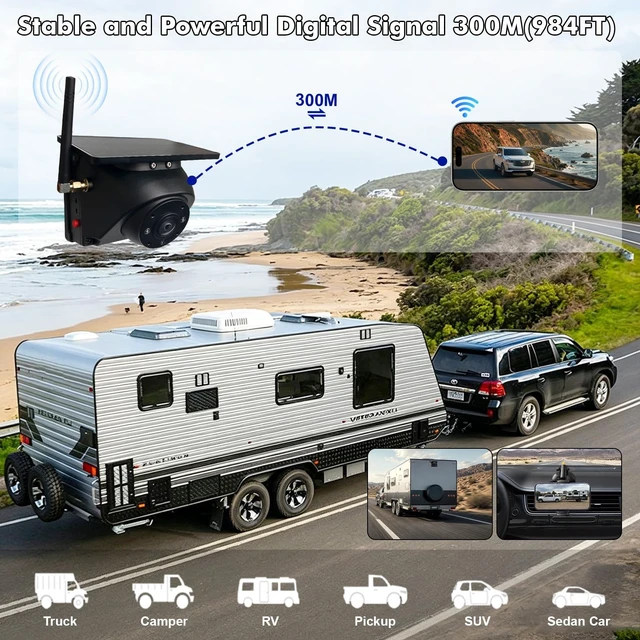 Alt view image 3 of 5 - Portable Wireless Backup Camera Magnetic Solar WiFi Rear View Camera for RV
