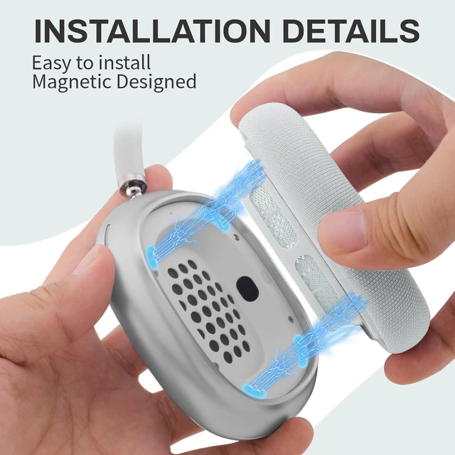 Alt view image 3 of 5 - Ear Cushions for AirPods Max, Original Silicone Noise Reduction (Silver)