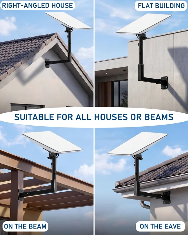 Alt view image 5 of 5 - Starlink Mount, Adjustable Starlink Wall Mount Gen 3 with Telescoping Support Arm, 0-180 Adjustable Pipe Adapter, Rustproof, Weatherproof for Concrete Walls and Wood Walls