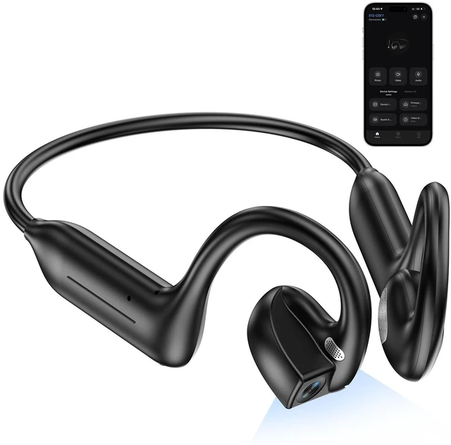 Main image of BEARTAIN E12 Bone Conduction Headphones with Camera, Hand-Free POV Camera Headphones, AI Functions, IP54 Waterproof, Bluetooth Open-Ear Wireless Sports Headset for Running Cycling with APP