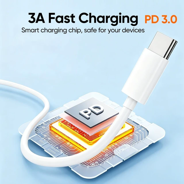 Alt view image 2 of 5 - USB to USB C Cable 6FT 20-Pack,3A Fast Charging Data Sync Car Carplay Cord