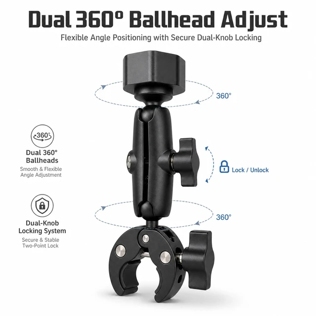 Alt view image 2 of 5 - Starlink Mini Clamp Mount for 2025 & 2024, Dual 360 Ball Heads