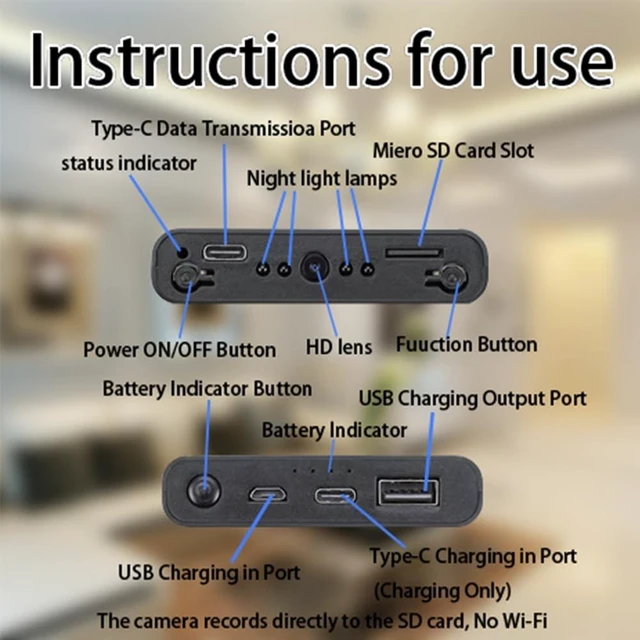 Alt view image 5 of 5 - KUIYIXUE Hidden Camera - Spy Camera - Mini Camera - 10000 mAh HD 1080P- Portable Mobile Power Supply Camera - Secret Camera - Evidence-Collecting Camera-Small Camera-Nanny camera-55 Hours of Record