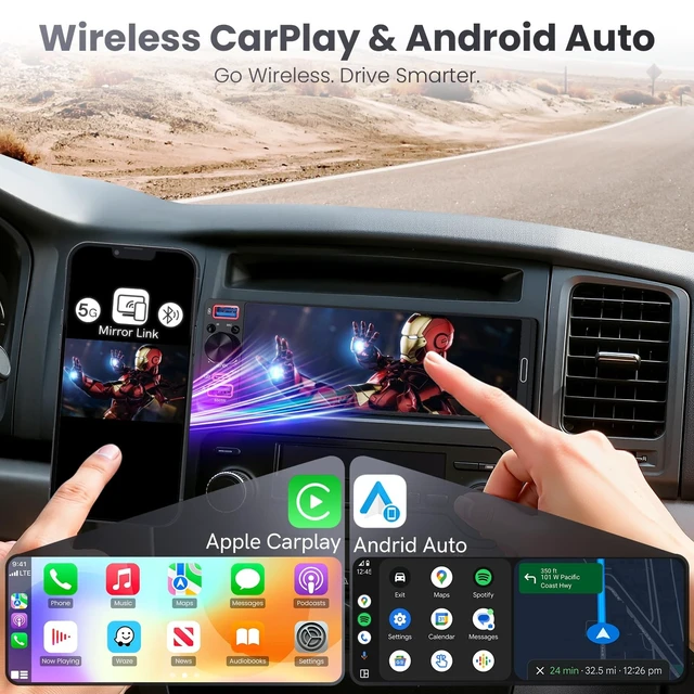 Alt view image 2 of 5 - GBEER Single Din Radio Car Stereo with Apple CarPlay & Android Auto