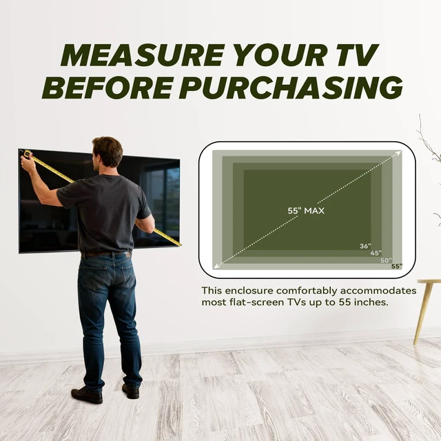 Alt view image 2 of 5 - Outdoor TV Enclosure 55 Inch with Lock, Premium Metal Outdoor TV Hard Cover
