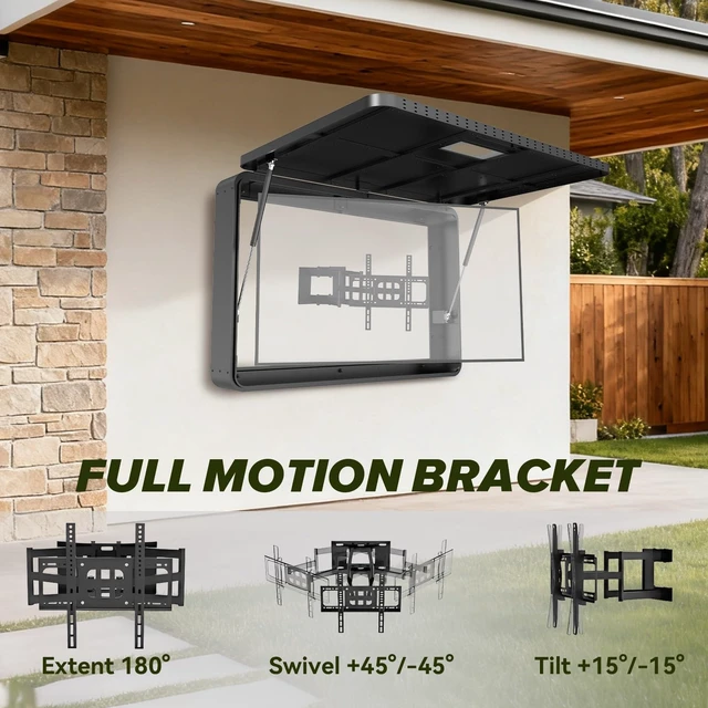 Alt view image 4 of 5 - Outdoor TV Enclosure 55 Inch with Lock, Premium Metal Outdoor TV Hard Cover