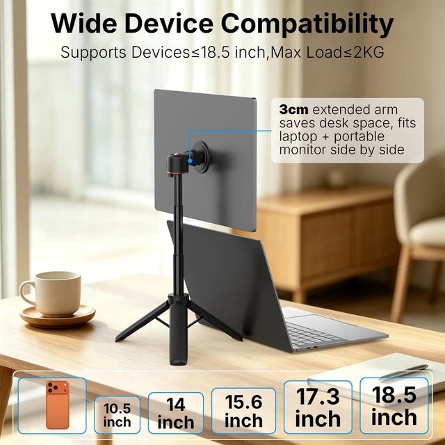 Alt view image 3 of 5 - Portable Travel Monitor Stand for 4.7''-18.5'' Monitor /Tablet/iPad/Phone