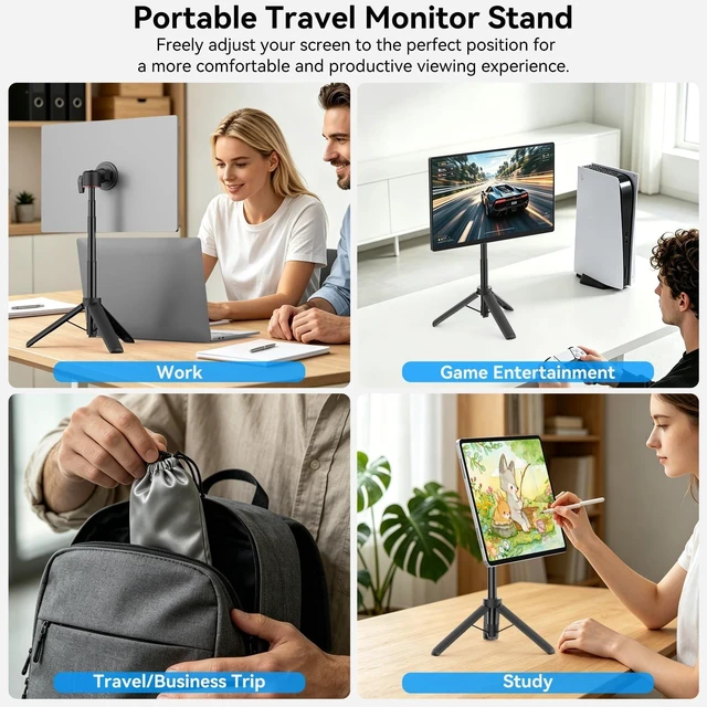 Alt view image 5 of 5 - Portable Travel Monitor Stand for 4.7''-18.5'' Monitor /Tablet/iPad/Phone