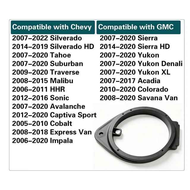 Alt view image 2 of 5 - 2PCS 6.5Inch Speaker Adapter Spacer Ring Fit for Chevy Silverado GMC Sierra