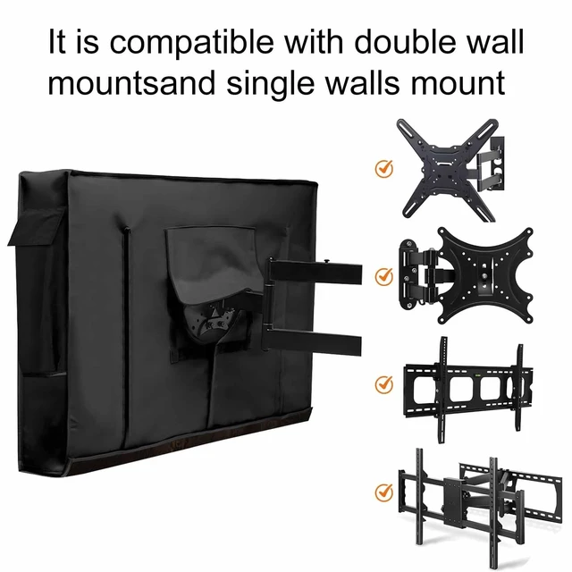 Alt view image 5 of 5 - VANDARRINS Nature Landscape Waterproof Outdoor TV Cover, Rustic Brown Bear Misty Forest Pine Tree Outside Weatherproof TV Enclosures for 40 to 43 Inch LCD Television Shield Flat Screen Protectors