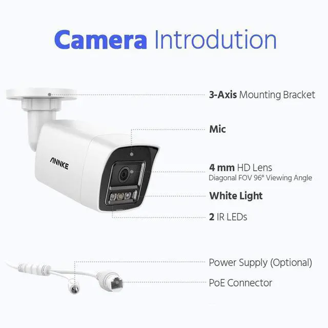 Alt view image 13 of 14 - ANNKE UltraHD 4K PoE Security Camera, 8MP Bullet IP Outdoor Camera, AI Human & Vehicle Detection, Built-in Mic & SD Card Slot, RTSP, IP67 Waterproof, EXIR 2.0 Night Vision, 4mm Lens-C800
