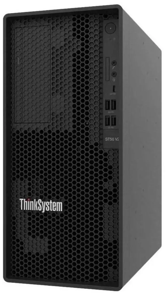 Main image of Lenovo ThinkSystem ST50v2 Tower Server, Intel Xeon E-2324G Quad-Core CPU, 64GB DDR4 2666MHz RAM, 12TB HDD Storage, JBOD RAID, Microsoft Windows Server 2019 Standard