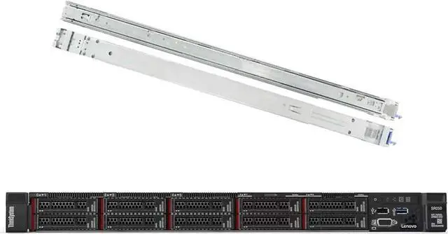 Main image of Lenovo ThinkSystem SR258 Rack Server Bundle with Rail Kit, Windows Server 2019, Intel Xeon E-2136 6-Core 3.3GHz, 32GB DDR4, 16TB HDD, RAID